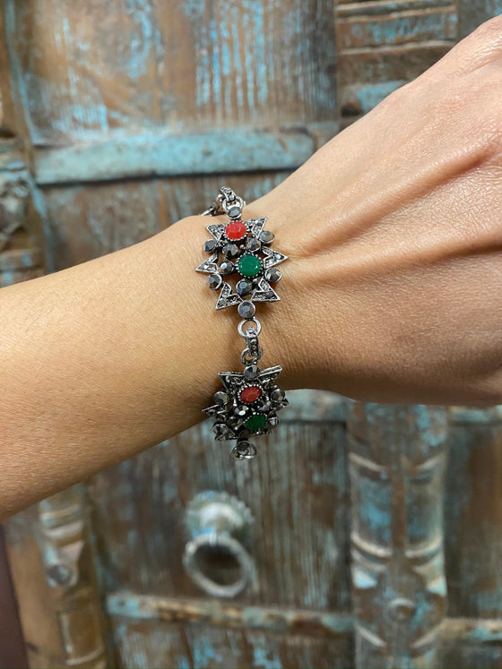 Multicolor Stone Oxidised Bangle Bracelet For womens