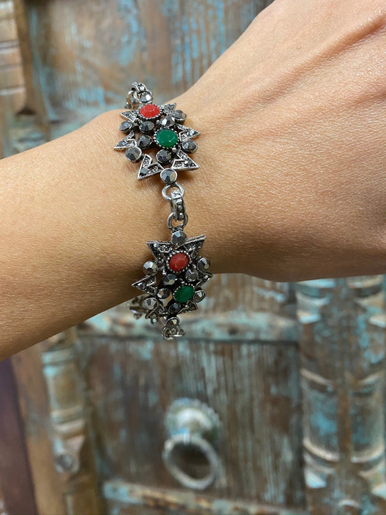 Multicolor Stone Oxidised Bangle Bracelet For womens