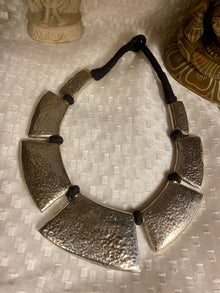  Hand Hammered TRibal Necklace Old Silver Finish Metal Handmade