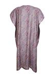 Womans Retro KImono Kaftan Dress Purple Paisley Pashmina Caftan Midi Dress ML