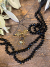 Saturn Black Crystal Mala With Pendant Handmade Mala, Natural