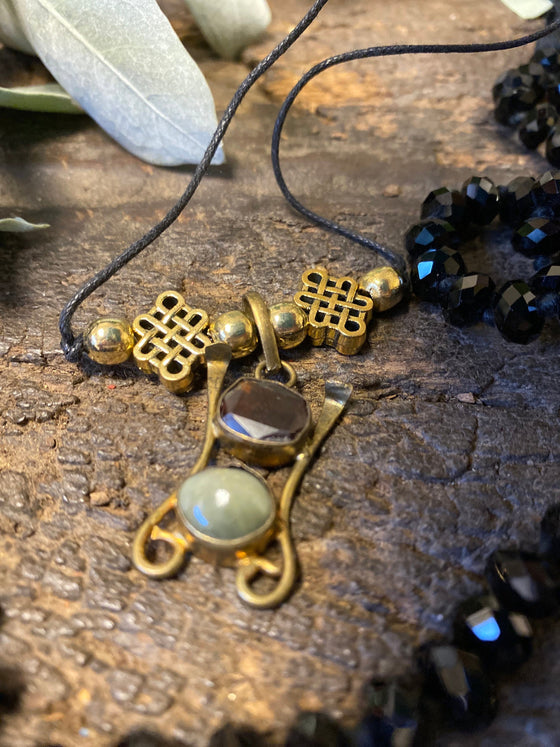 Saturn Black Crystal Mala With Pendant Handmade Mala, Natural