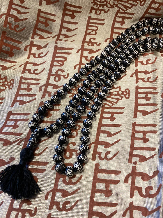 Tibetan Black Yakbone Mala OmJapa Chanting Mala Energetic Necklace