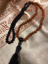 Evil eye Pendant Necklace Rudraksha Black Stone Japa Yoga Mala