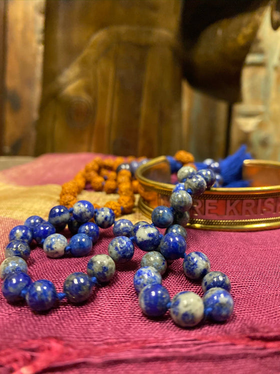 Meditation Malabeads Rudraksha Lapis Lazuli Mental Clarity Healing Copper Bracelet