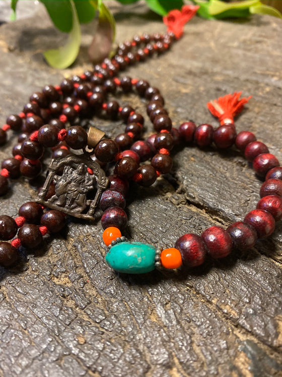 Natural Rosewood Durga Malabeads Japamala Meditation Prayer Yoga Mala