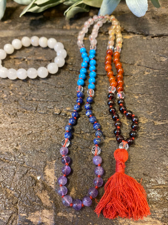 Chakra Healing Mala Reiki Malabeads With Moonstone Wrist Bracelet