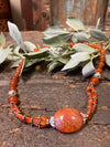 Handmade Carnelian Beaded Twisted Necklace Healing Stone Jewelry