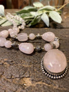 Pink Rose Quartz Beads Pendent Necklace- Twisted Beads Stones