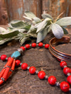 Bohemian Jewelry Beads Necklace Coral Turquoise Stones Handmade Necklaces