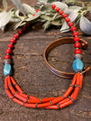 Bohemian Jewelry Beads Necklace Coral Turquoise Stones Handmade Necklaces