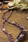 Purple Amethyst Beads Necklace- Twisted Beads Stones Handmade Necklaces
