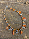 Grounding Earthing Orange Beaded Stones Silver Color Elephant Handmade