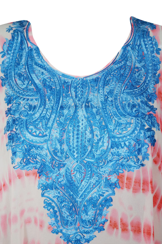 Kaftan Maxi Dress, Bohemian Kaftan, Resort Wear, Pink 4XL