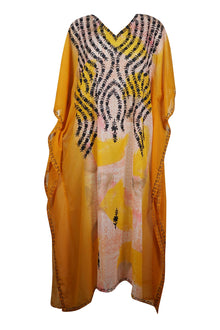  Caftan Maxi Dress, Lounger Caftan Dress, Orange Beige L/4XL
