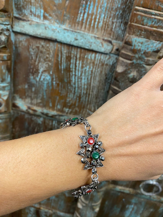Multicolor Stone Oxidised Bangle Bracelet For womens
