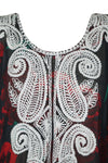 Kaftan Maxi Dress, Black Floral Print Beachwear Bikini 4XL