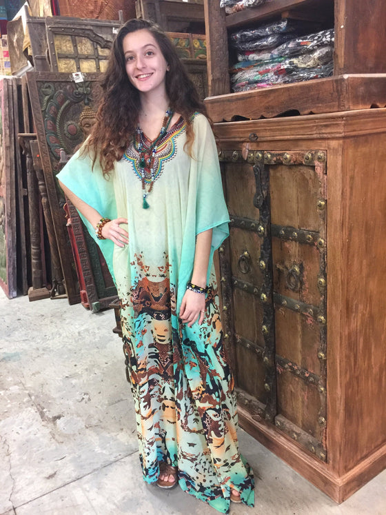 Caftan Maxi Dress, Caftan, BOHO GODDESS, Black Red 4XL