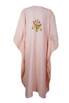 Embroidered Caftan Maxi Dress, Pink Sherbet Flowy Kaftan Dresses 3XL
