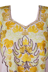 Embroidered Caftan Maxi Dress, Pink Sherbet Flowy Kaftan Dresses 3XL