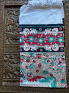 Indi Boho Floral Bedspread White Red Printed Cotton THrow