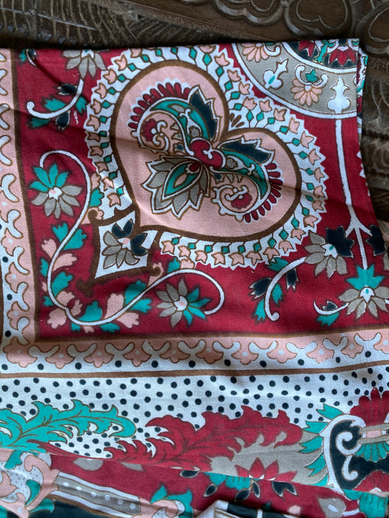 Indi Boho Floral Bedspread White Red Printed Cotton THrow