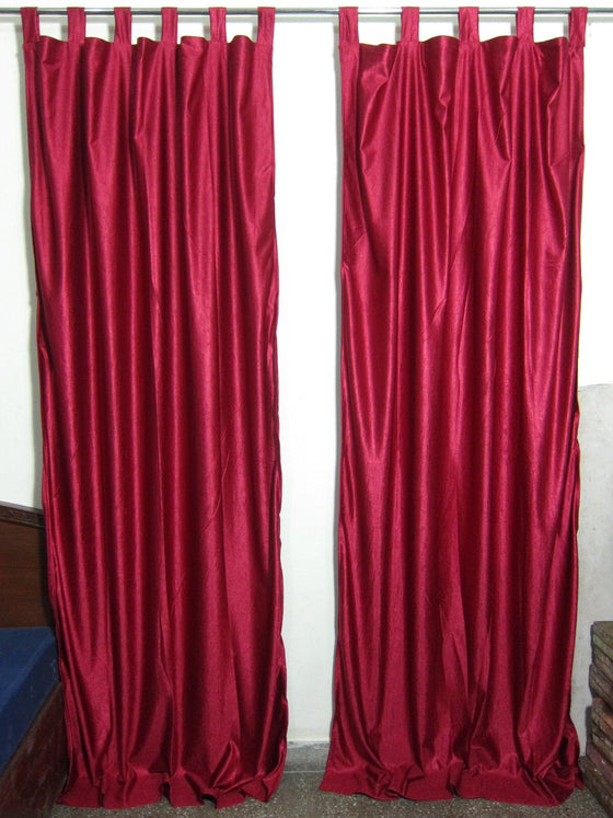 Pair Deep Red Curtains Bedroom Drapes Tab Top Curtains, 108