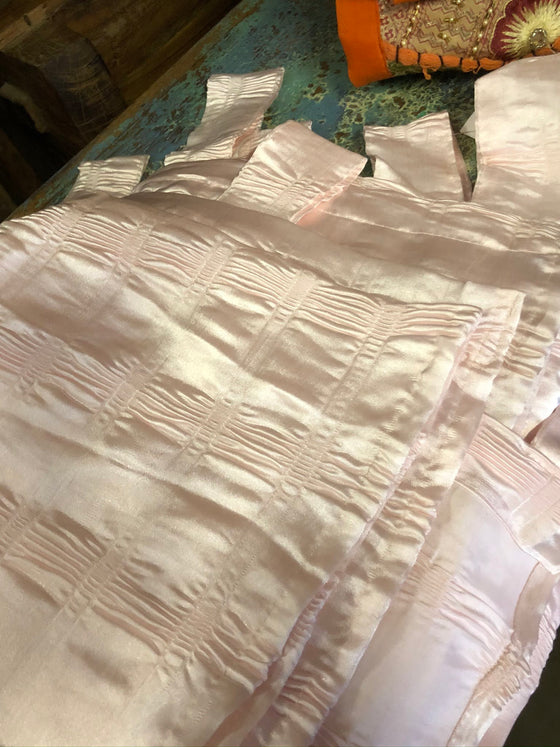 Crinkled Pink Boho Curtains Window Curtain Wall Panels, Pair, 108