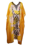 Kaftan Maxi Dress, Orange Sheer Long Caftan Dress, 4XL