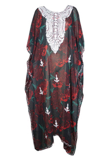  Kaftan Maxi Dress, Georgette Embroidered Resort Wear Dresses, 4X