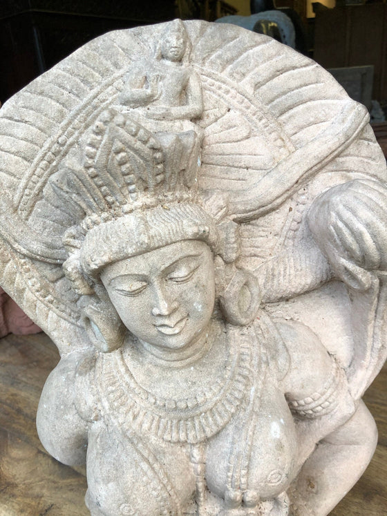 Vintage Bodhisattva Garden Statue Handmade Unique Garden Sanctuary Decor