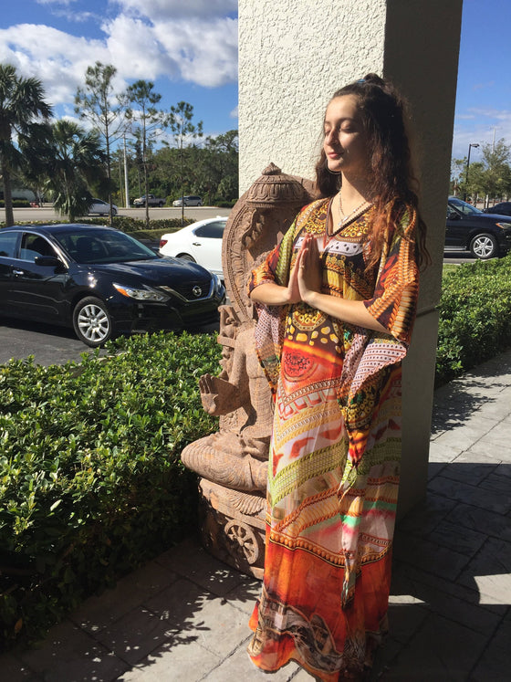 Caftan Maxi Dress, Caftan, BOHO GODDESS, Black Red 4XL