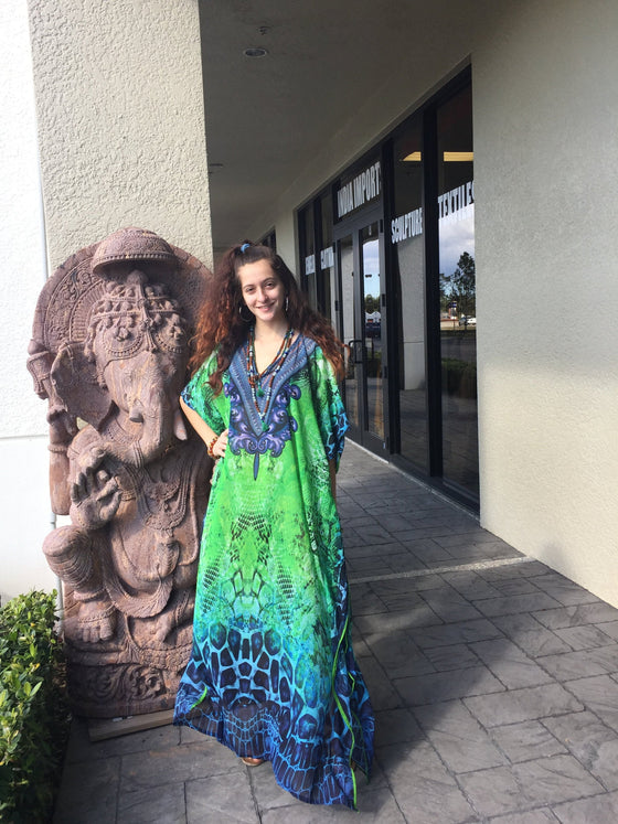 Caftan Maxi Dress, Caftan, BOHO GODDESS, Black Red 4XL