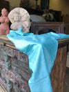 Pair of Turquoise Curtains Crushed Velvet Feel Drapes for Windows