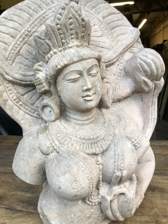 Vintage Bodhisattva Garden Statue Handmade Unique Garden Sanctuary Decor