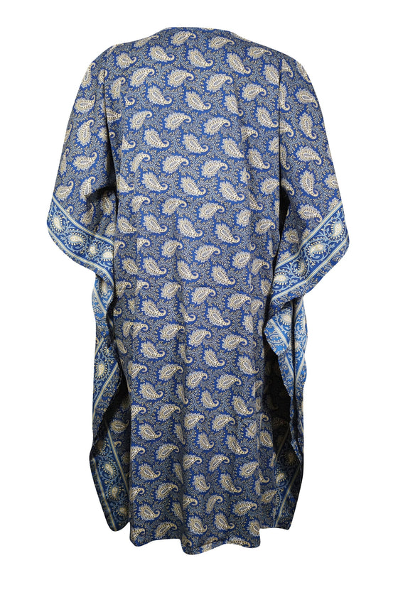 Kaftan Dresses, Butter Silk Tunic Caftan, Dark Blue L-3XL