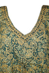 Boho Kaftan for Women Green Yellow Silk Travel Beach Dress 3XL