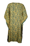 Boho Kaftan for Women Green Yellow Silk Travel Beach Dress 3XL