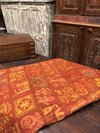 Banjara Wall Decor Throw, Orange Tablecloth, Vintage Tapestry, Eclectic