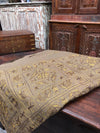 Indian Boho Lined Bedcover Embroidered Khaki Bed Throw King