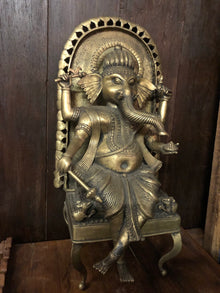 Vintage Ganesha Seated on Chair, Tribal Bastar Ganesh