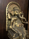 Vintage Brass Statue Ganesha Seated on Chair Carved Sculpture