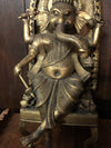 Vintage Brass Statue Ganesha Seated on Chair Carved Sculpture