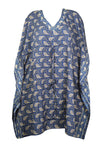 Kaftan Dresses, Butter Silk Tunic Caftan, Dark Blue L-3XL