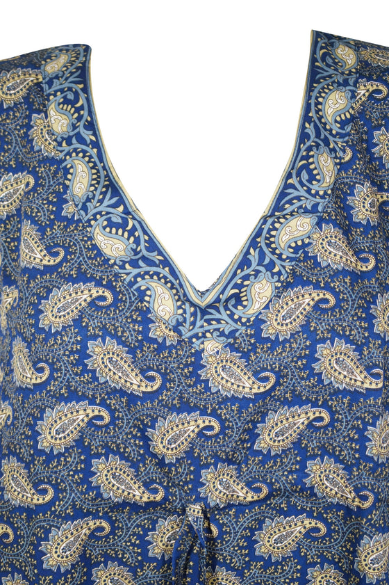 Kaftan Dresses, Butter Silk Tunic Caftan, Dark Blue L-3XL