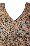 Kaftan Dresses, Tunic Caftan, Housedress, Peach Black Floral Size
