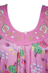 Maxi Dress, Pink Floral Nightdress, Baby Pink Jersey Nightgown M