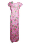 Maxi Dress, Pink Floral Nightdress, Baby Pink Jersey Nightgown M