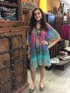 Kaftan Dress, Peacock Print Pink Dresses, Loose Beach size