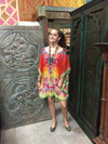 Kaftan Dress, Peacock Print Pink Dresses, Loose Beach size